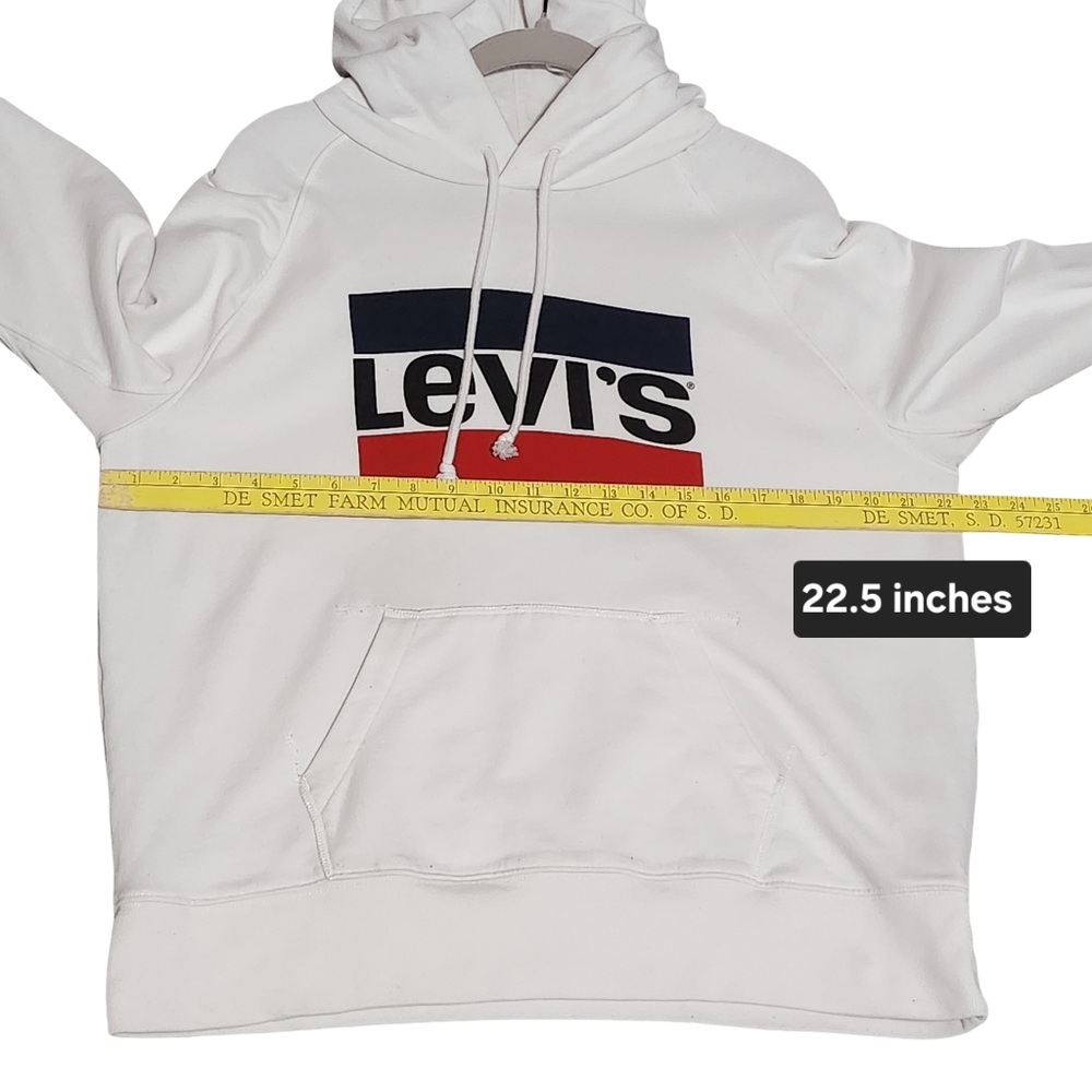 LEVIS Hoodie Womens Large White Red Blue Logo Graphic Streetwear Athleisure - Picture 9 of 9